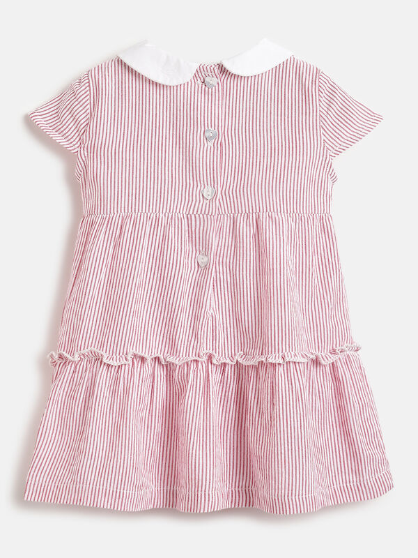 Girls White and Red Woven Dress image number 1